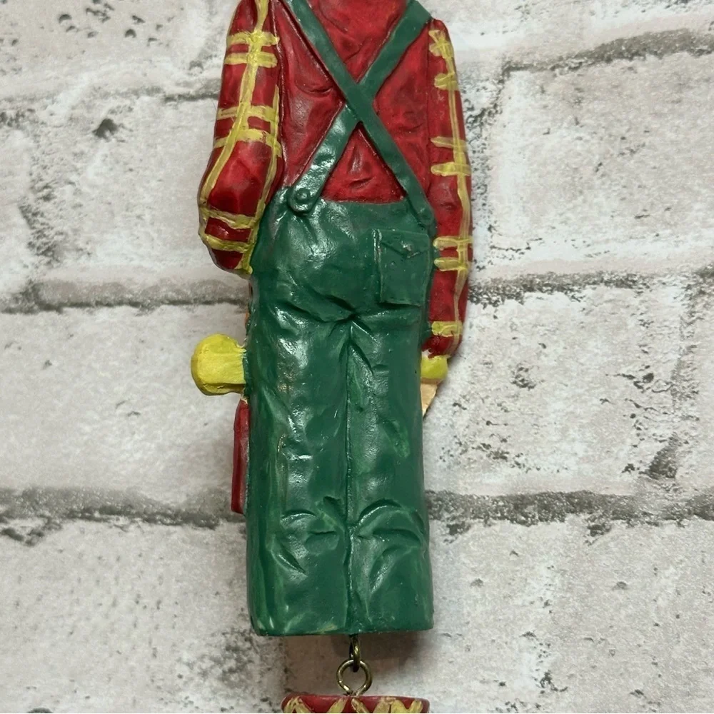 Vintage Fisherman Ornament 6.5 in. Jointed Feet Resin NEW NOS